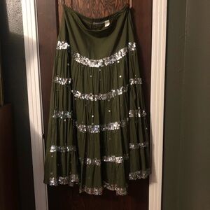 Vintage Sequin Green Circle Skirt